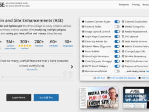 Admin and Site Enhancements Pro Plugin